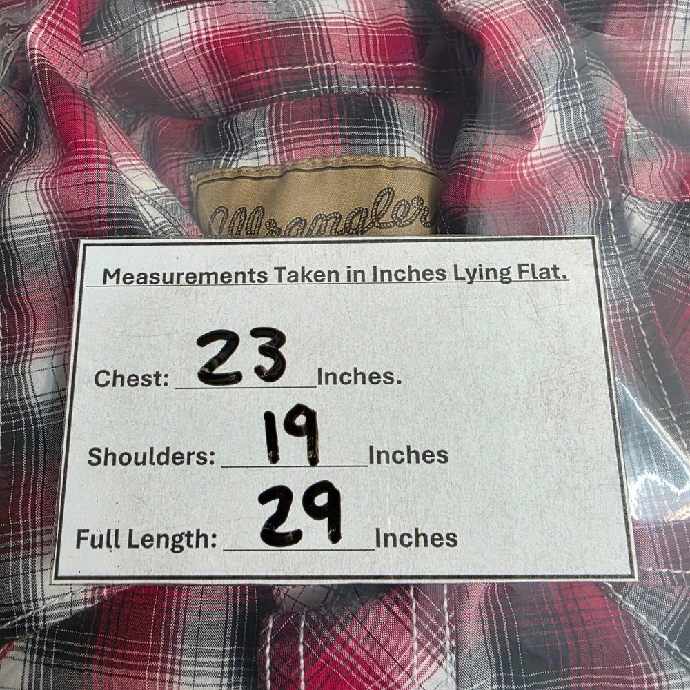Wrangler Retro Western Red Plaid Snap‎ Button Short Sleeve Shirt Men's Large - Picture 6 of 11